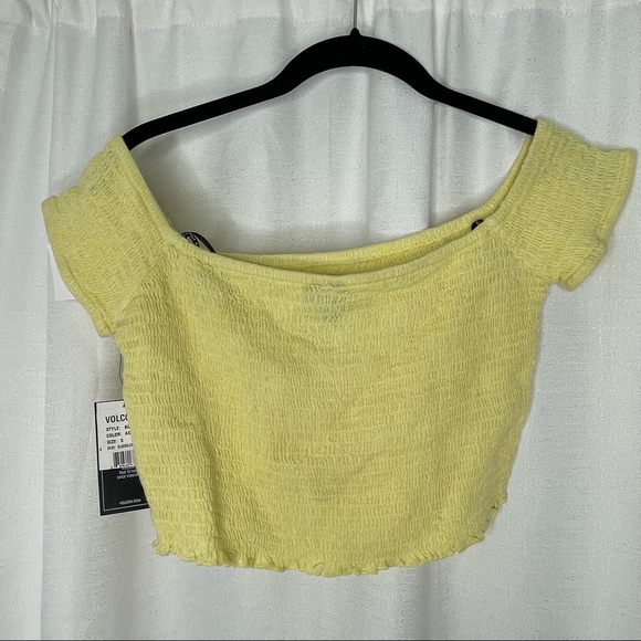 NWT Volcom Yellow Sinched Crop Top - Picture 6 of 8